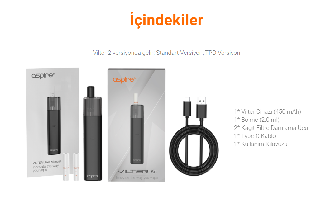 Aspire Vilter Kit Pod Mod Elektronik Sigara 