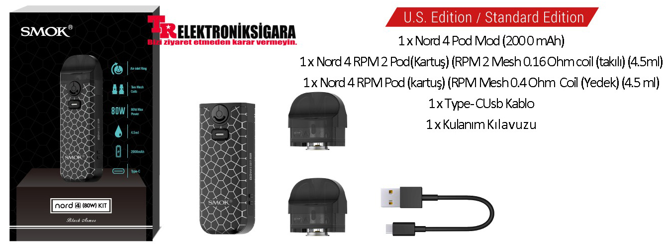Smok Nord 4 80W Pod Mod Elektronik Sigara
