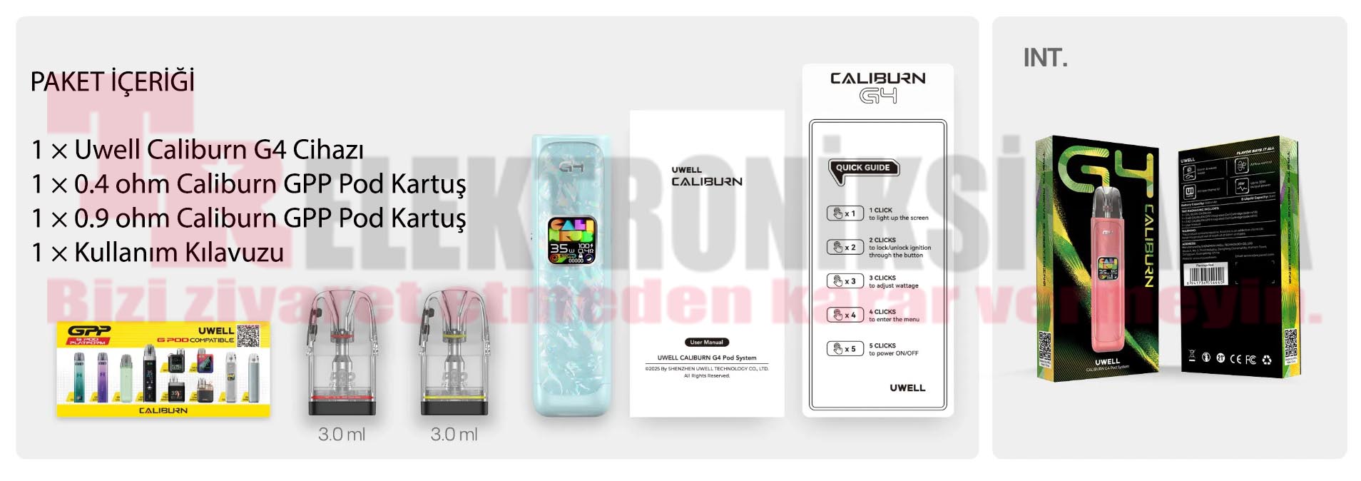 Uwell Caliburn G4 Pod Mod Elektronik Sigara