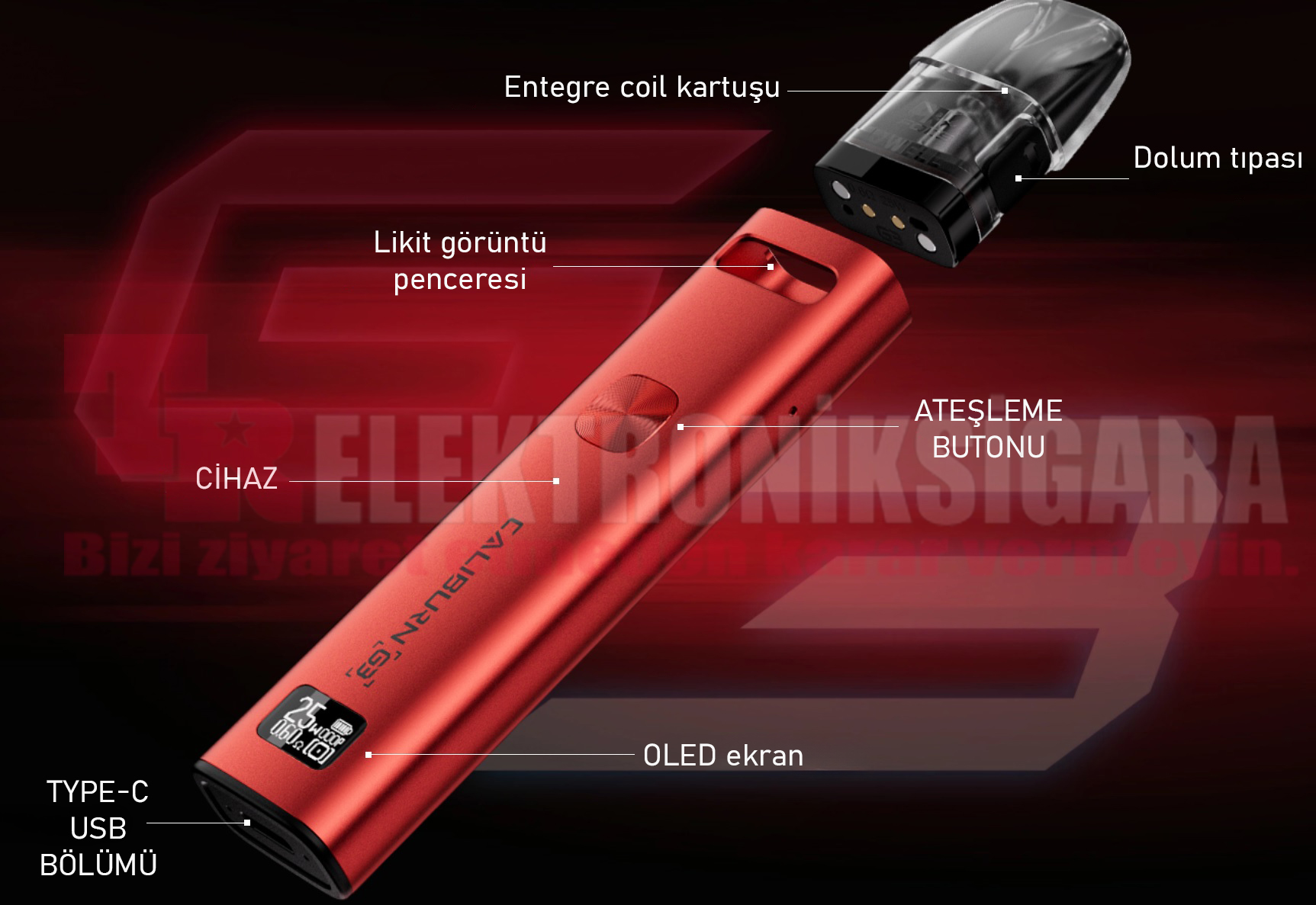 Uwell Caliburn G3 25W Pod Mod Elektronik Sigara