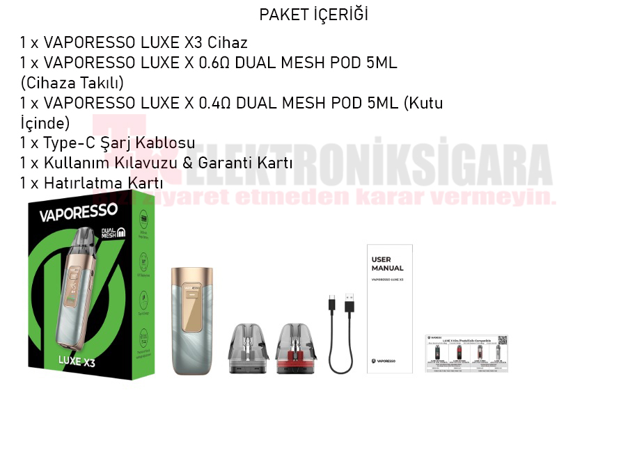 Vaporesso LUXE X3 Pod Mod 45W Elektronik Sigara