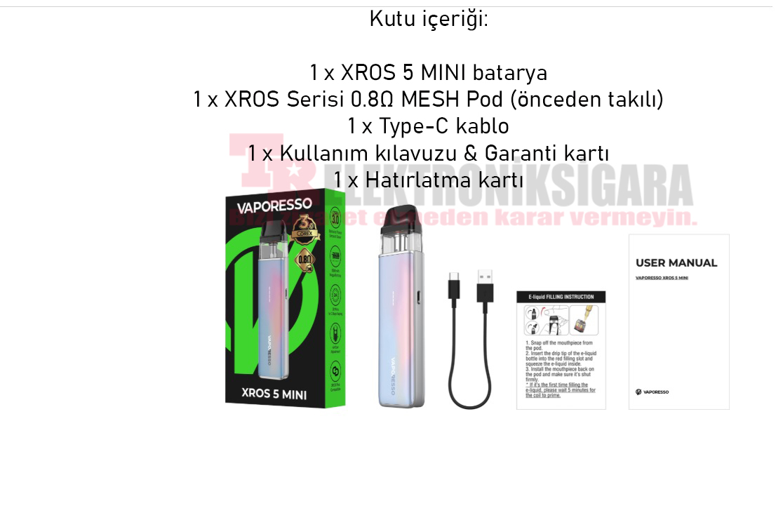 Vaporesso Xros 5 Mini Pod Mod Elektronik Sigara