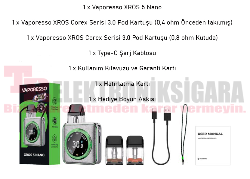 Vaporesso Xros 5 Nano 30W Pod Mod Elektronik Sigara