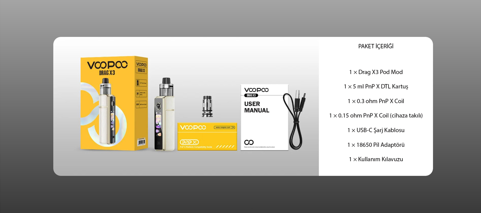 Voopoo Drag X3 Kit 80W Pod Mod Elektronik Sigara