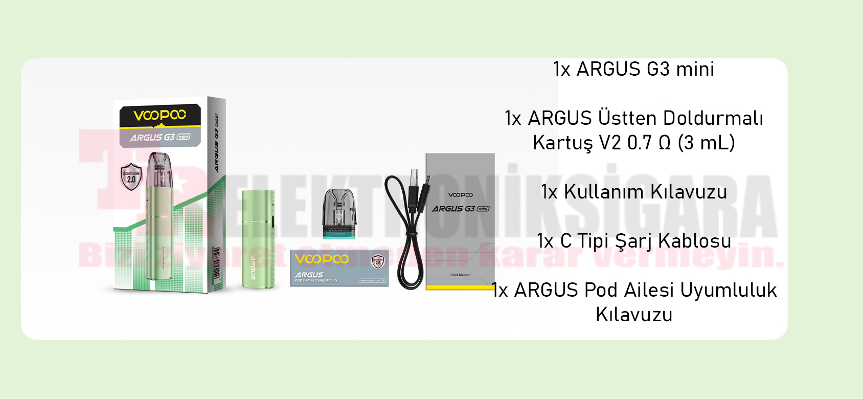 Voopoo Argus G3 Mini Pod Mod 30W Elektronik Sigara