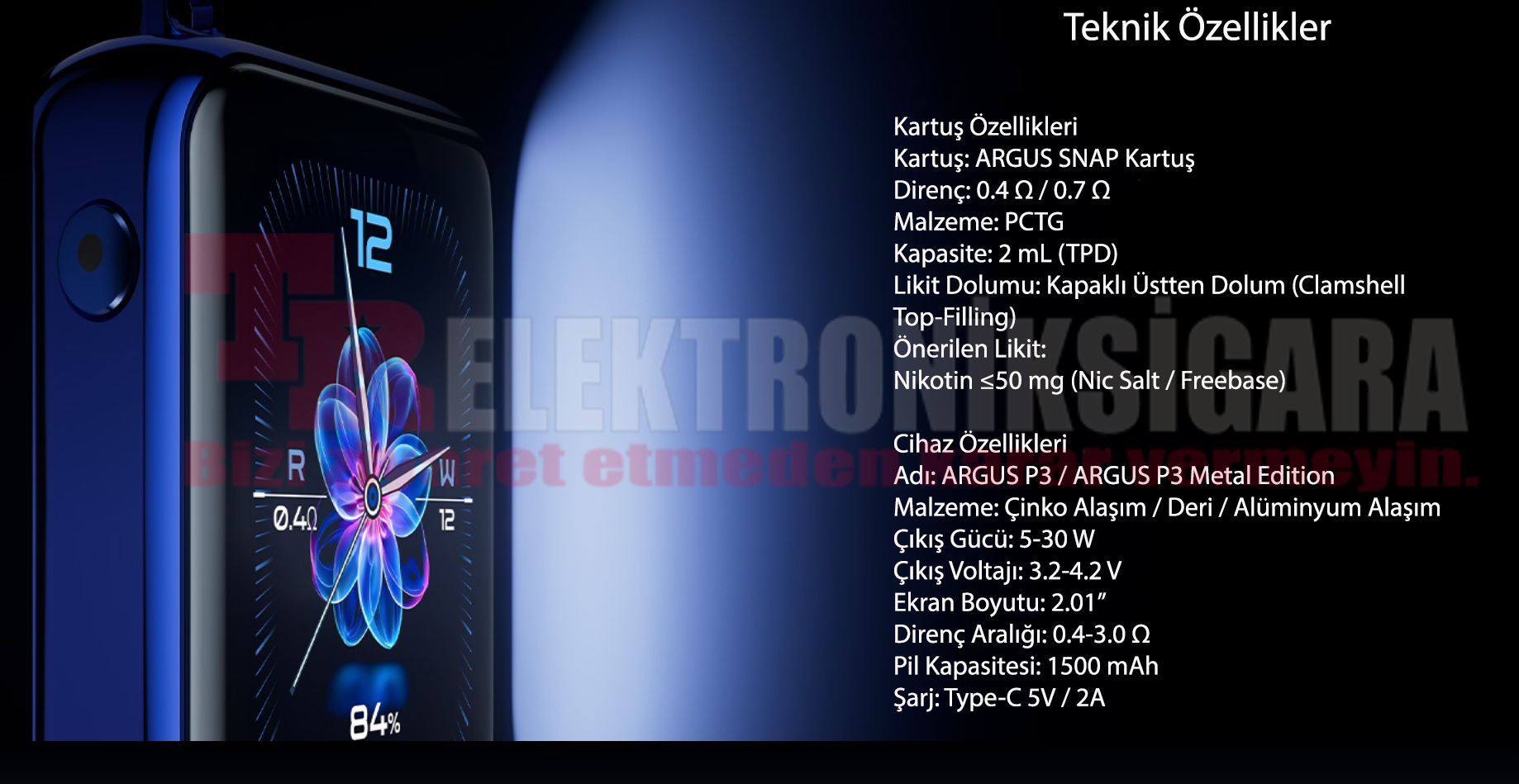 Voopoo Argus P3 Pod Kit 30W Elektronik Sigara