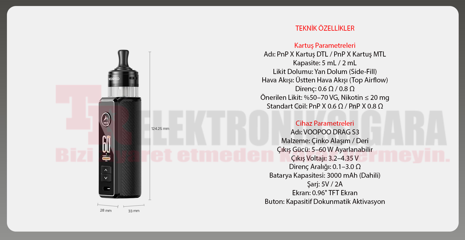 Voopoo Drag S3 Kit 80W Pod Mod Elektronik Sigara