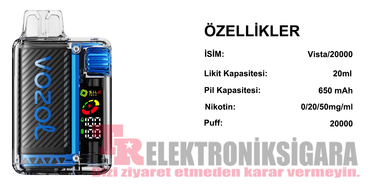 Vozol Vista 20000 Puff Bar %5 Nikotin Strawberry Raspberry Cherry